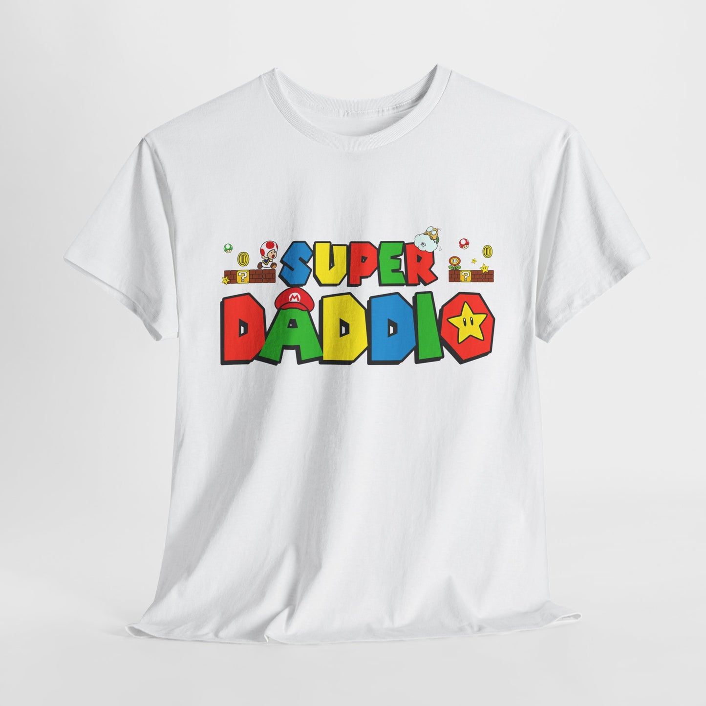 Retro Gaming Tee - 'Super Daddio' Unisex Heavy Cotton Shirt for Gamers