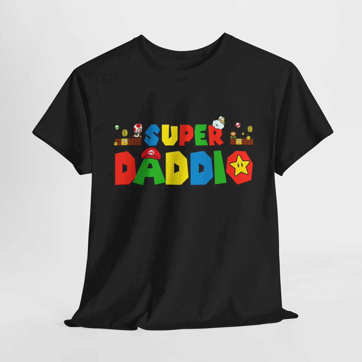 Retro Gaming Tee - 'Super Daddio' Unisex Heavy Cotton Shirt for Gamers