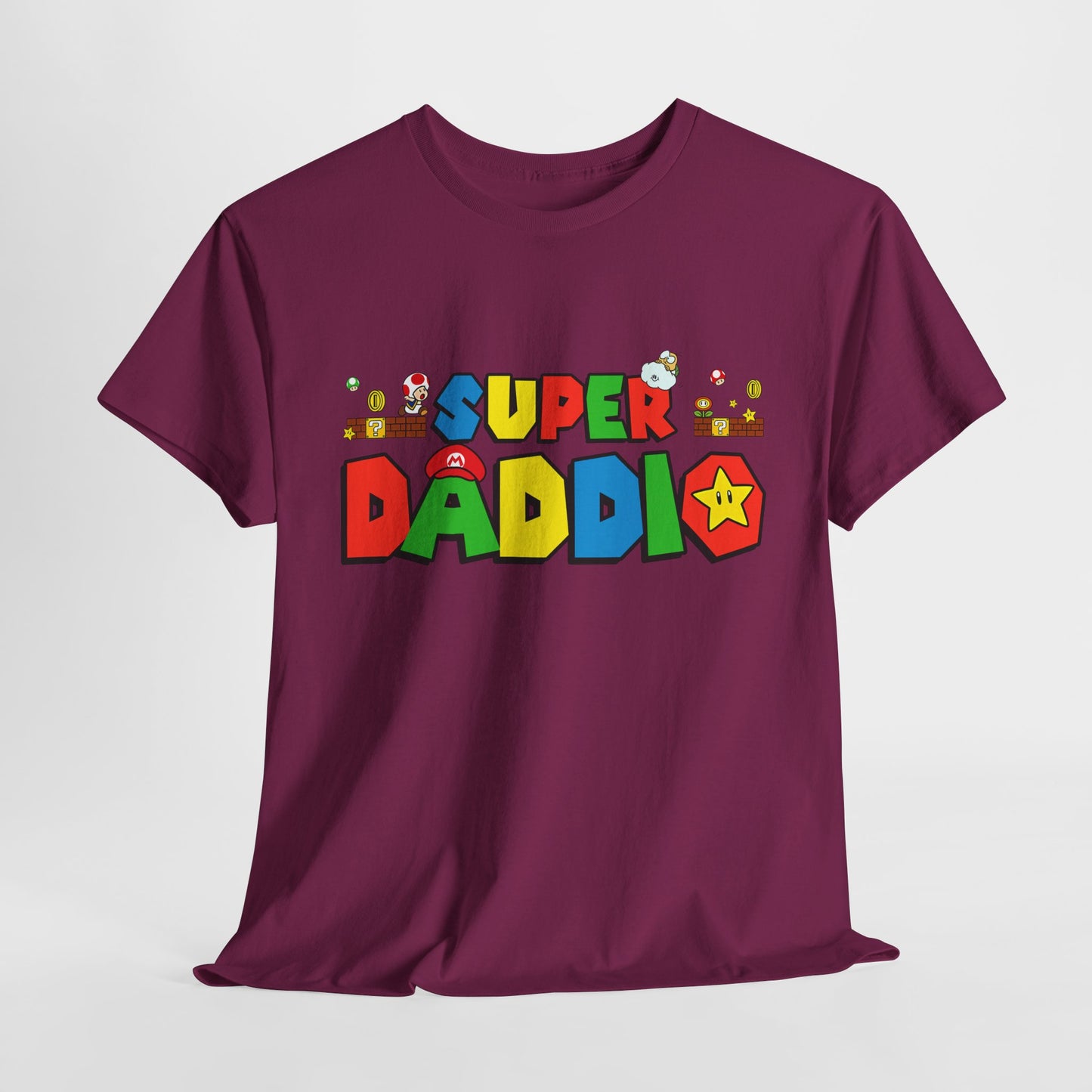 Retro Gaming Tee - 'Super Daddio' Unisex Heavy Cotton Shirt for Gamers