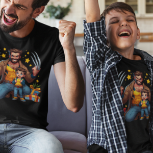 Superheroes Family Short Sleeve Wolverine Older & Son Tshirt Cotton / Polyester DTF Print