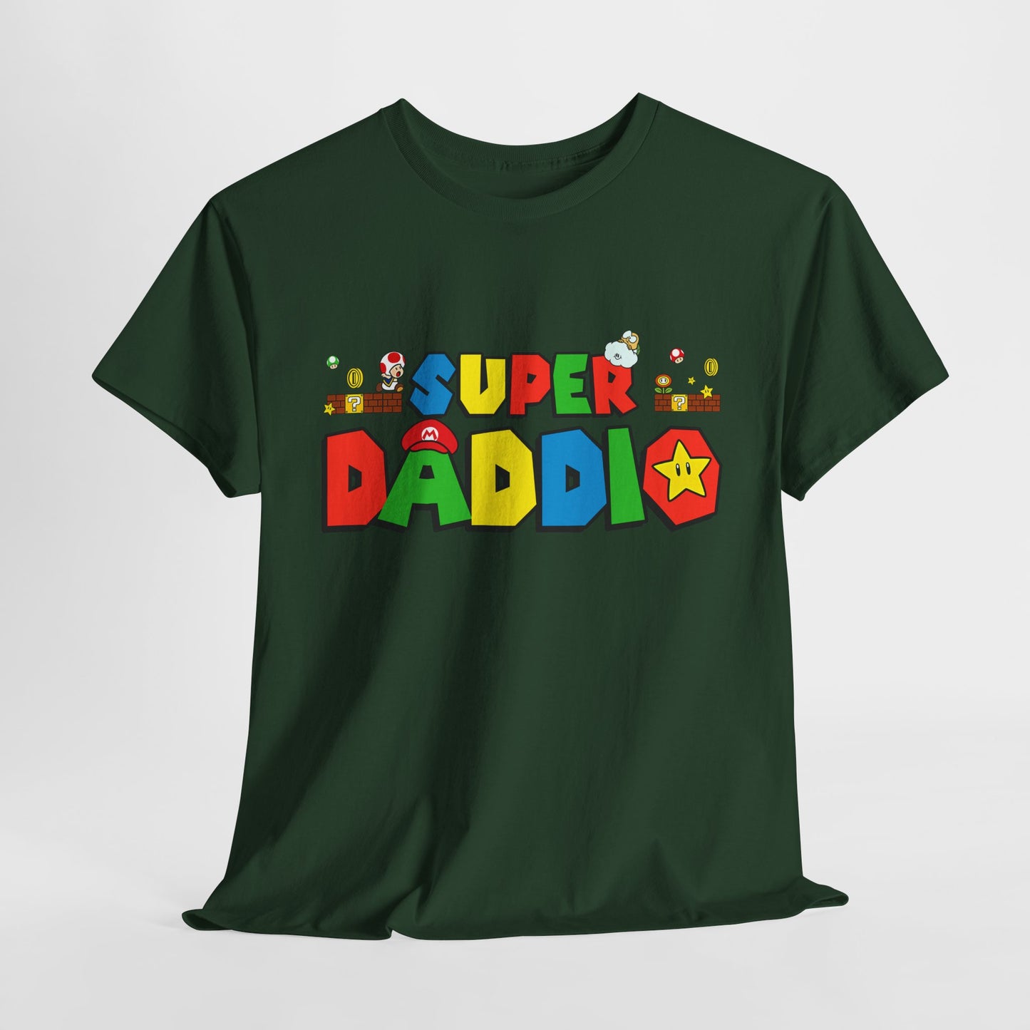 Retro Gaming Tee - 'Super Daddio' Unisex Heavy Cotton Shirt for Gamers