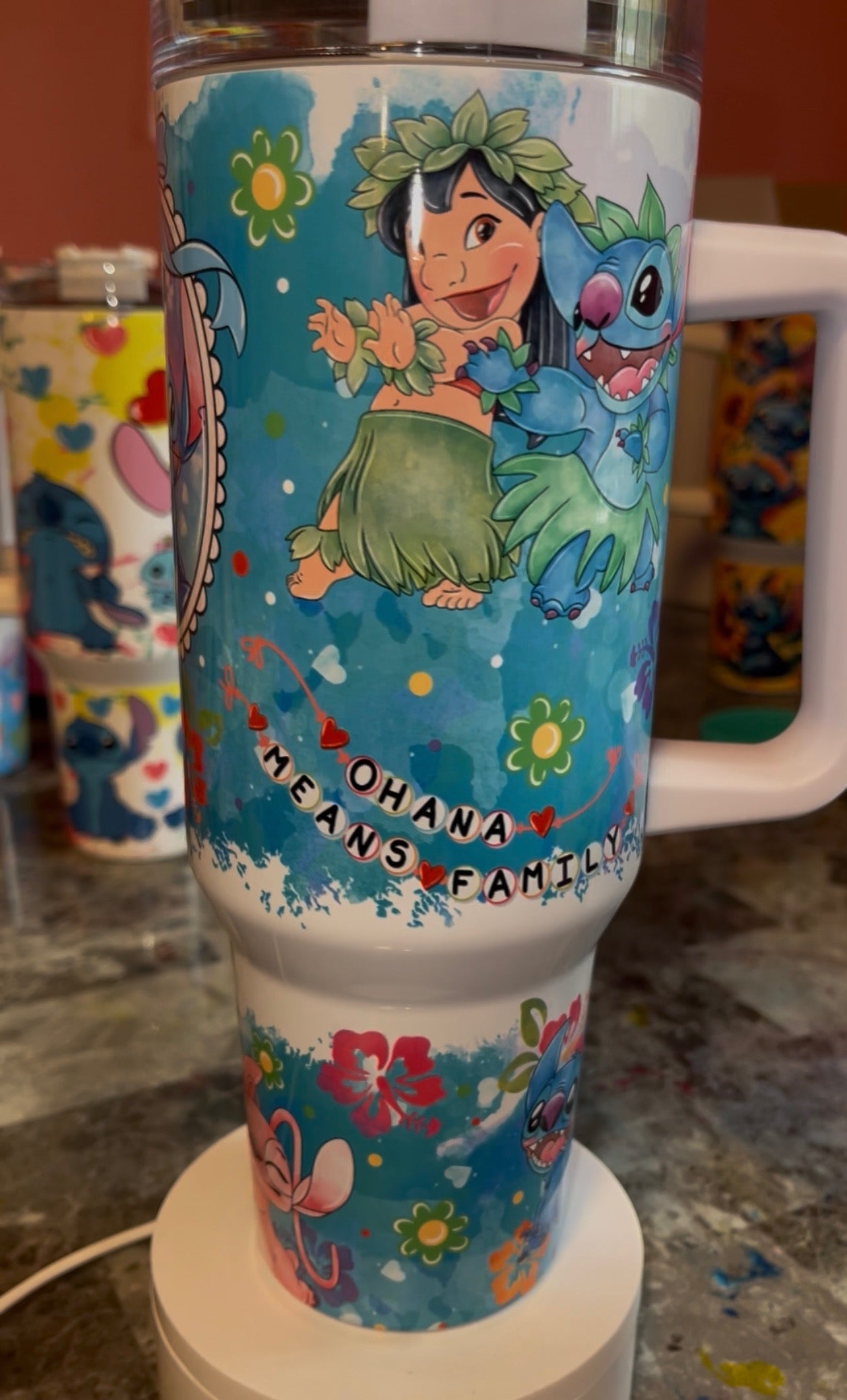 Hawaiian Girl with Blue Alien 40oz Stainless Steel Custom Sublimation Print Double Wall Vacuum Insulated Tumbler