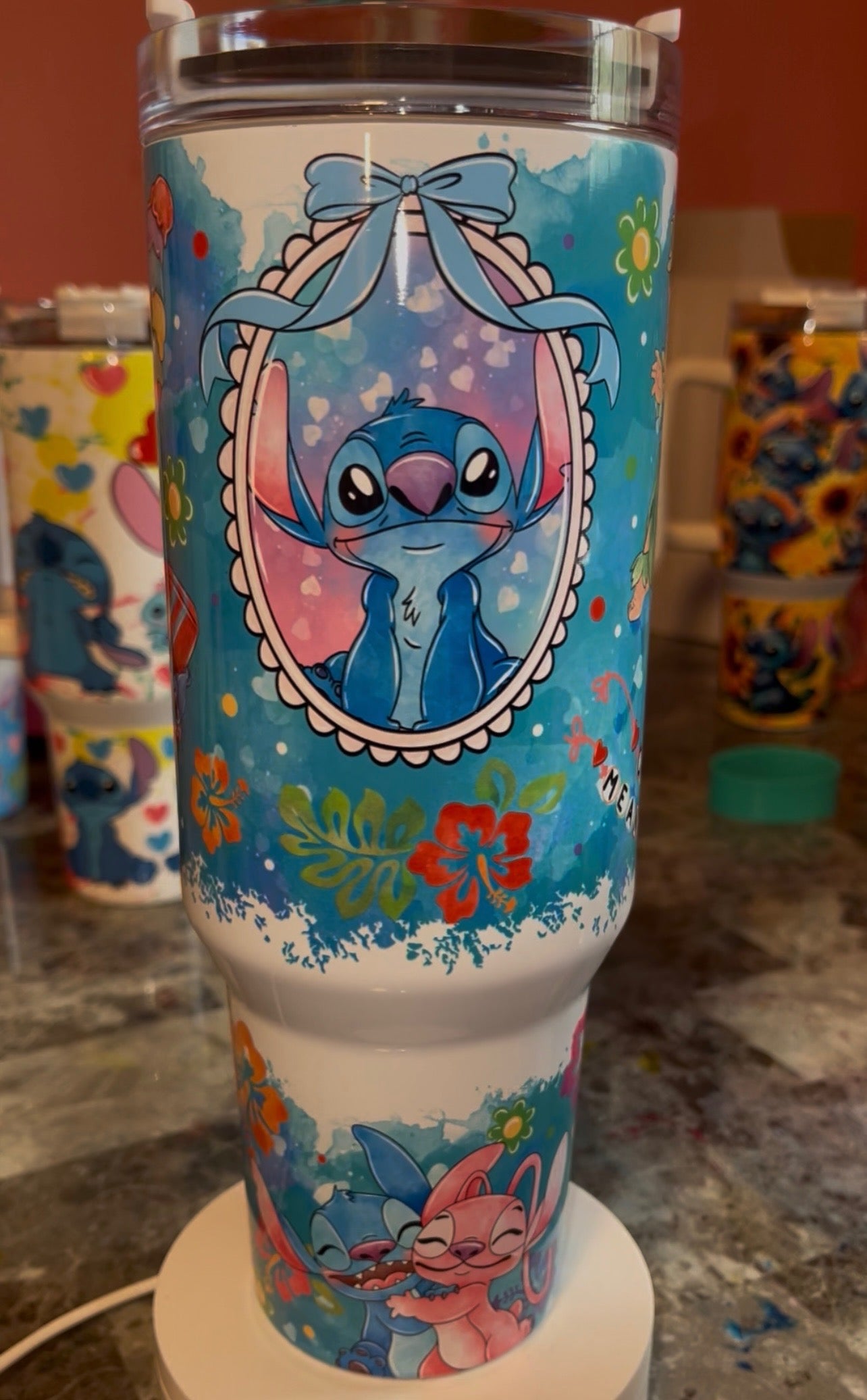 Hawaiian Girl with Blue Alien 40oz Stainless Steel Custom Sublimation Print Double Wall Vacuum Insulated Tumbler