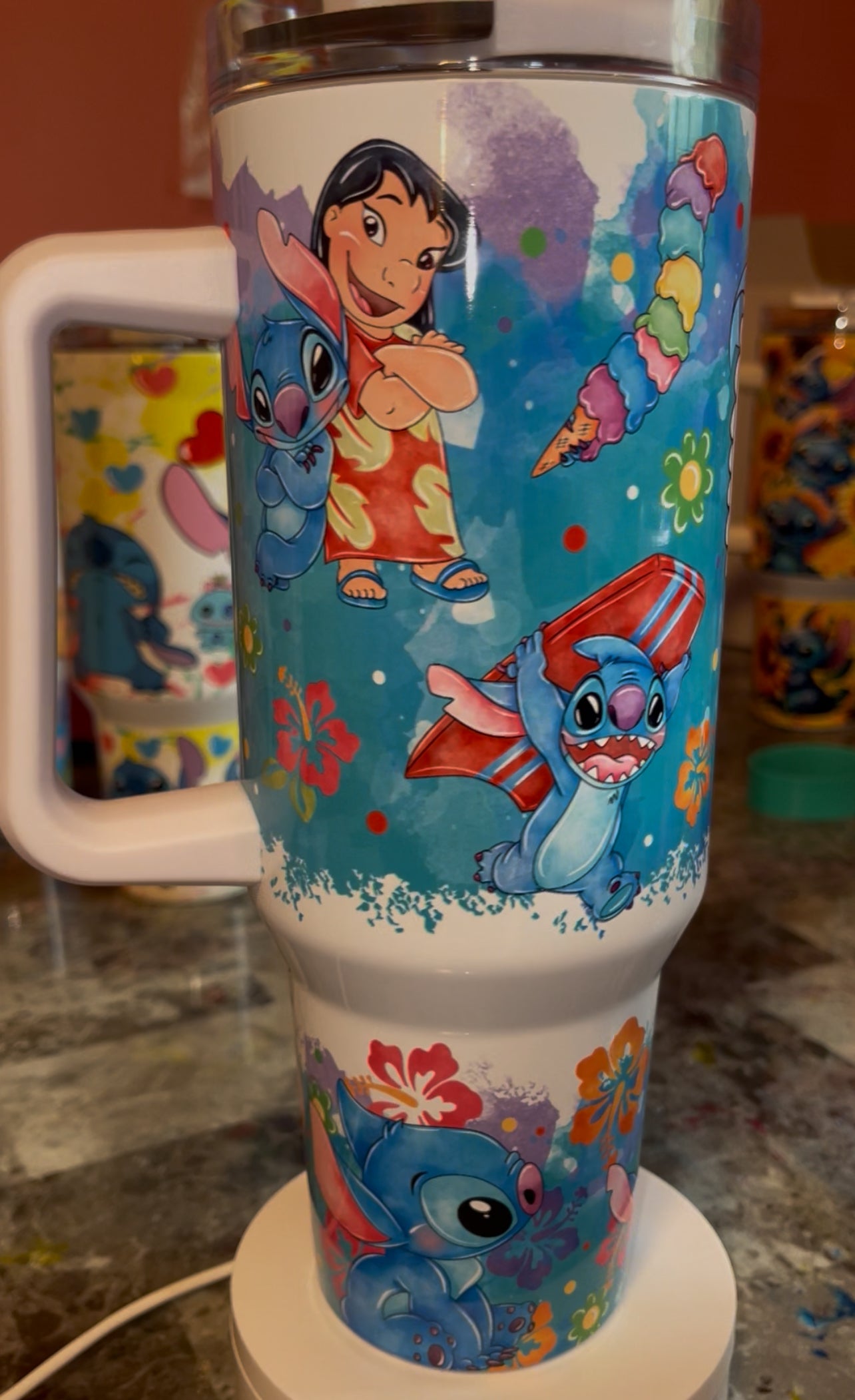 Hawaiian Girl with Blue Alien 40oz Stainless Steel Custom Sublimation Print Double Wall Vacuum Insulated Tumbler