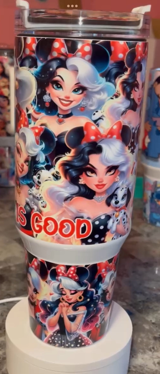 Praying Cruella 40oz Stainless Steel Custom Sublimation Print Double Wall Vacuum Insulated Tumbler