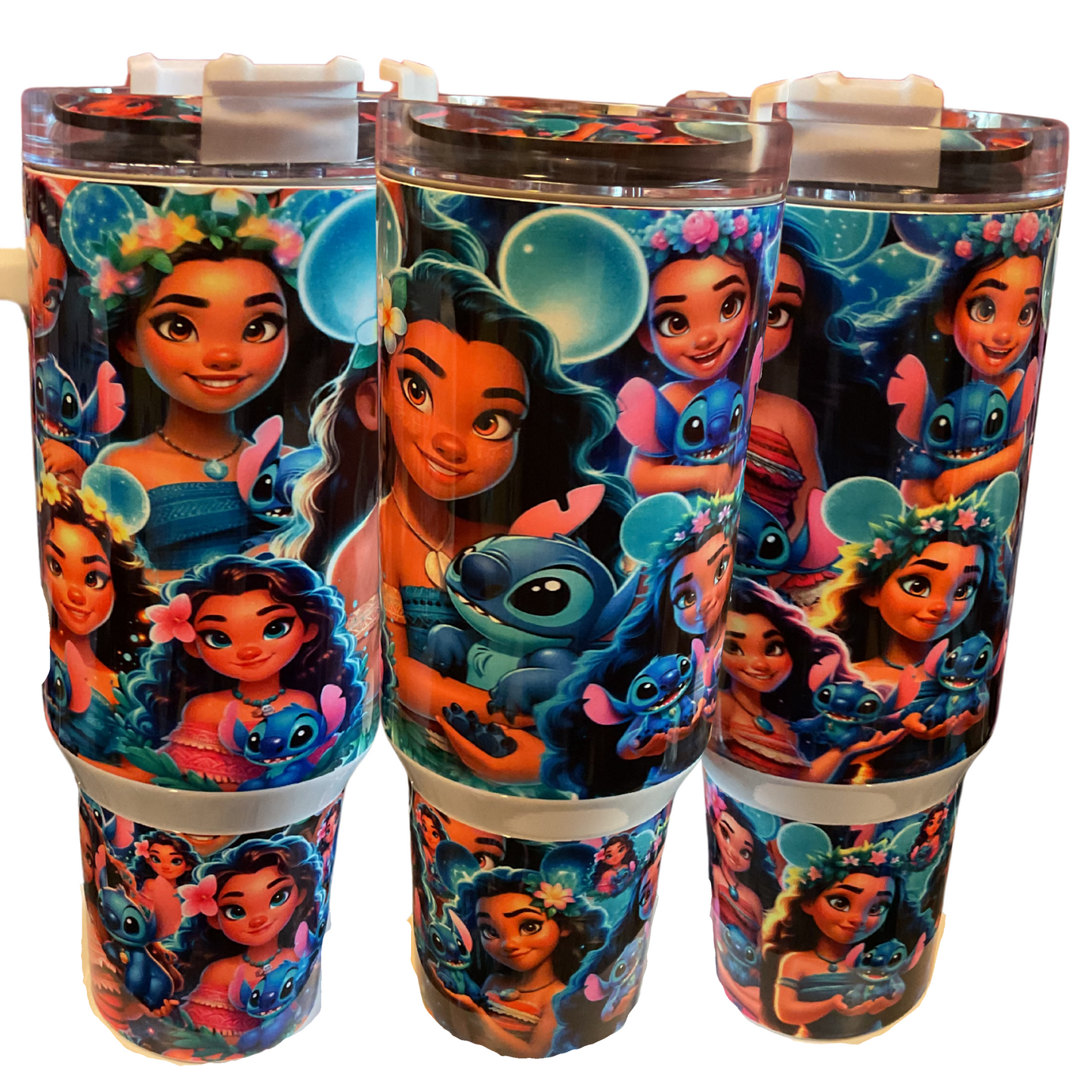 Blue Alien and Moana 40oz Stainless Steel Custom Sublimation Print Double Wall Vacuum Insulated Tumbler