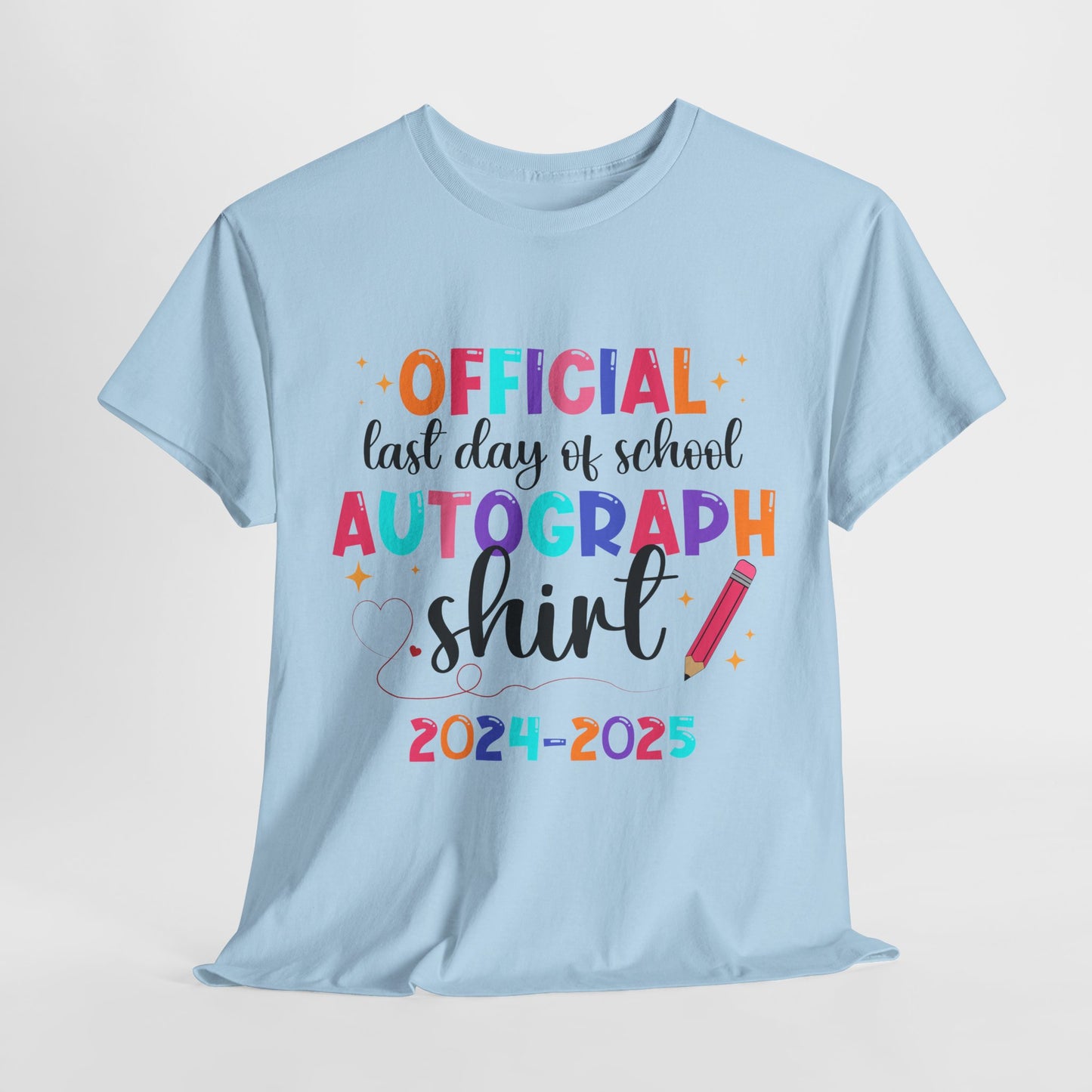 blue school autograph tshirt