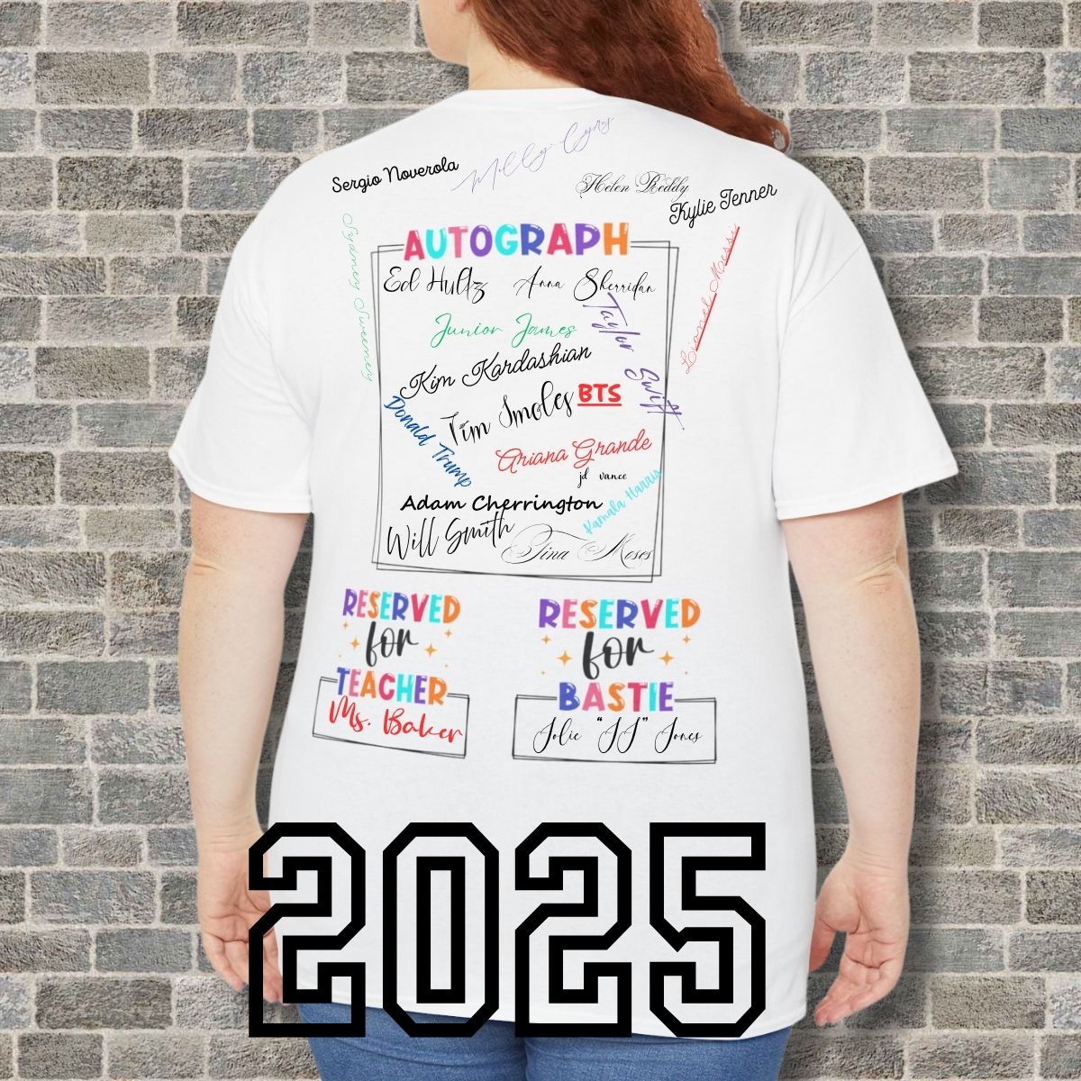 Last Day of School Autograph Tee - Fun Unisex Heavy Cotton Shirt for Signatures 2024-2025