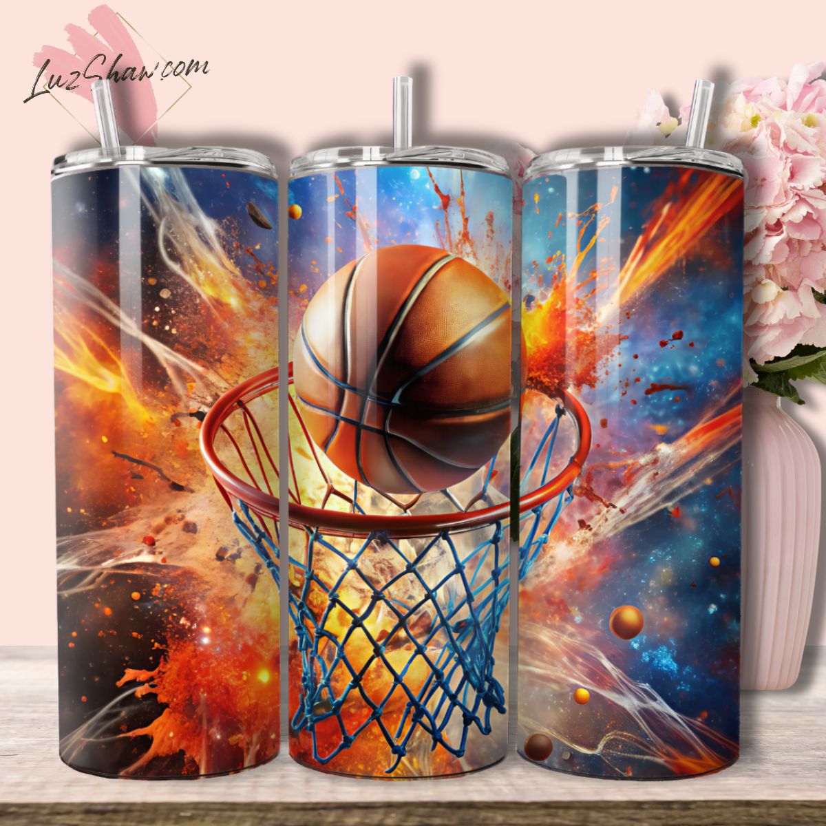 Basketball Art Design 20oz Custom Insulated Stainless Steel Tumbler