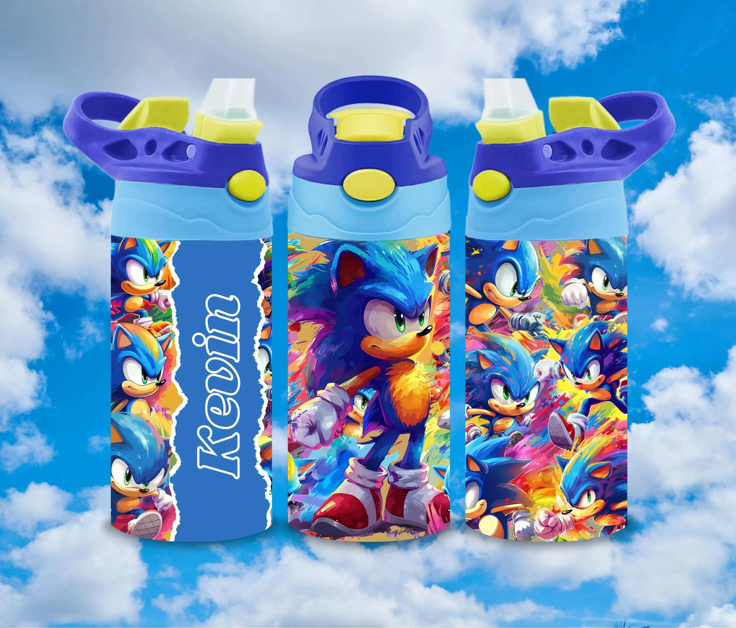 Personalized Blue Cartoon Character 12oz Stainless Steel Custom Sublimation Print Double Wall Vacuum Insulated Tumbler