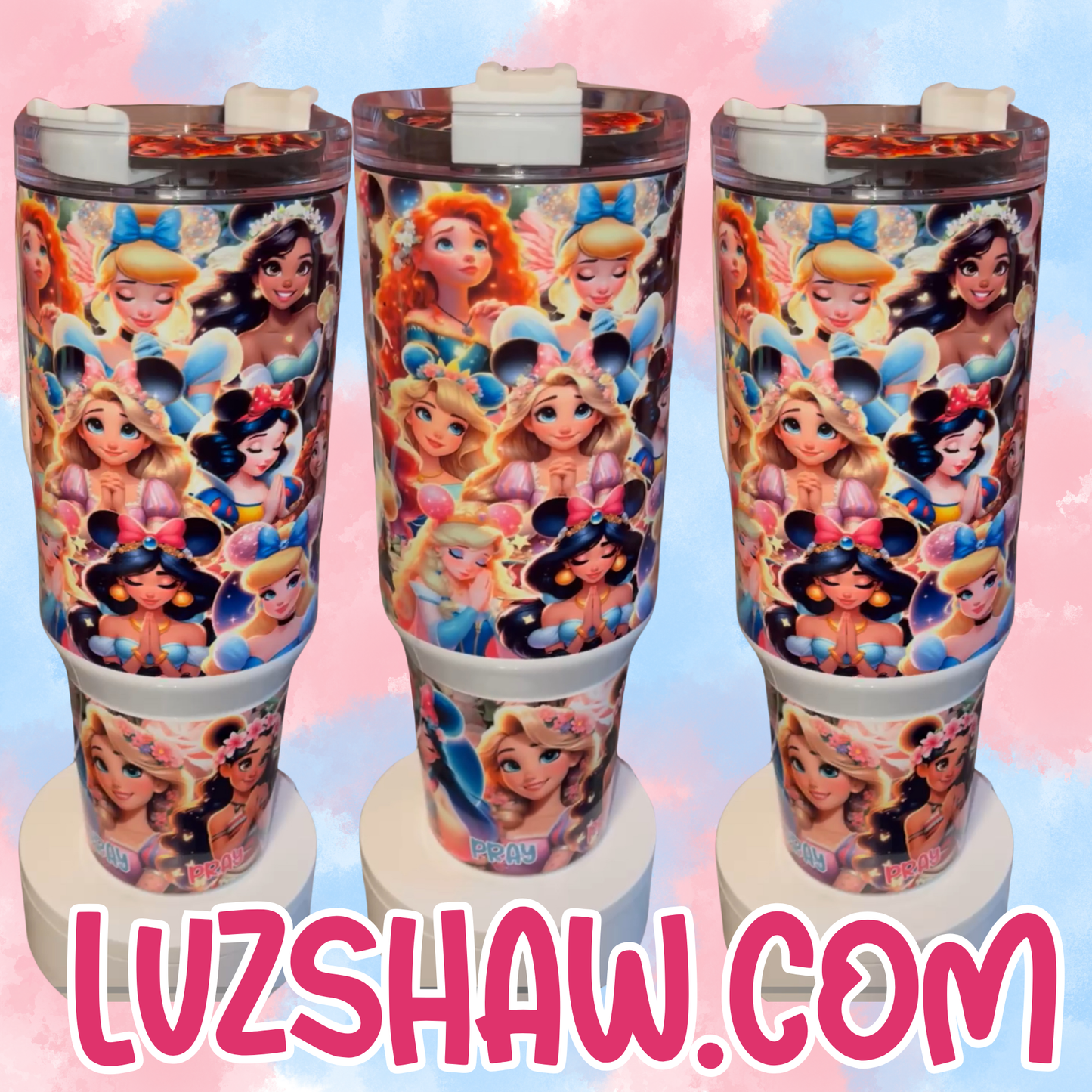 Princess praying 40oz Stainless Steel Custom Sublimation Print Double Wall Vacuum Insulated Tumbler