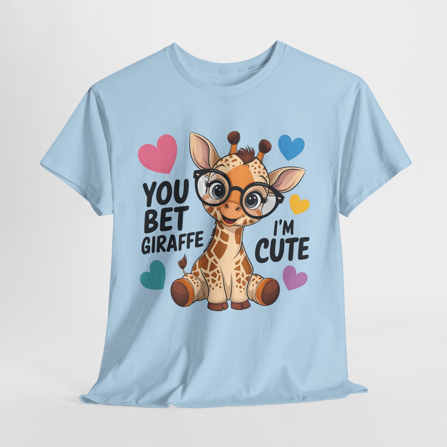 Cute Giraffe Graphic Tee – Unisex Heavy Cotton T-Shirt for Animal Lovers