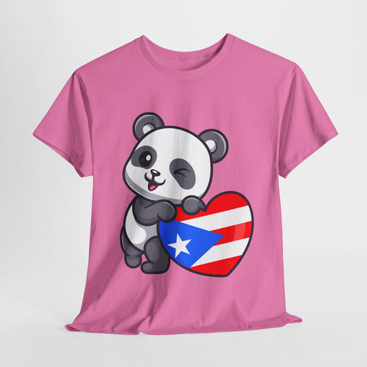 Cute Panda Love Tee, Unisex Heavy Cotton T-Shirt, Animal Lover Gift, Casual Wear, Kids and Adults, Perfect for Holidays