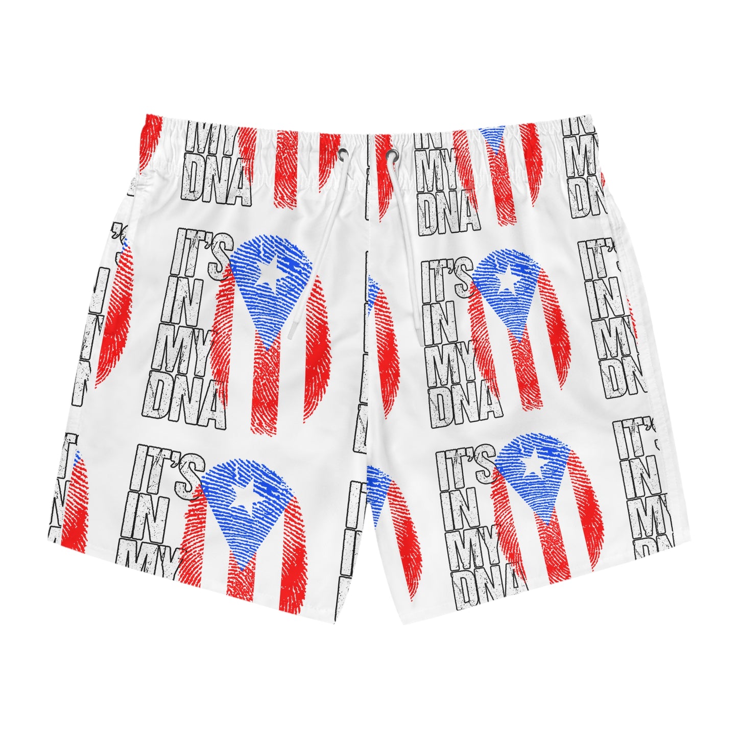 Patriotic Swim Trunks - It's in My DNA, Beach Shorts, Summer Swimsuit, Vacation Outfits, Independence Day Apparel
