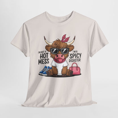 Spicy Disaster Unisex Heavy Cotton Tee - Funny Cow Design