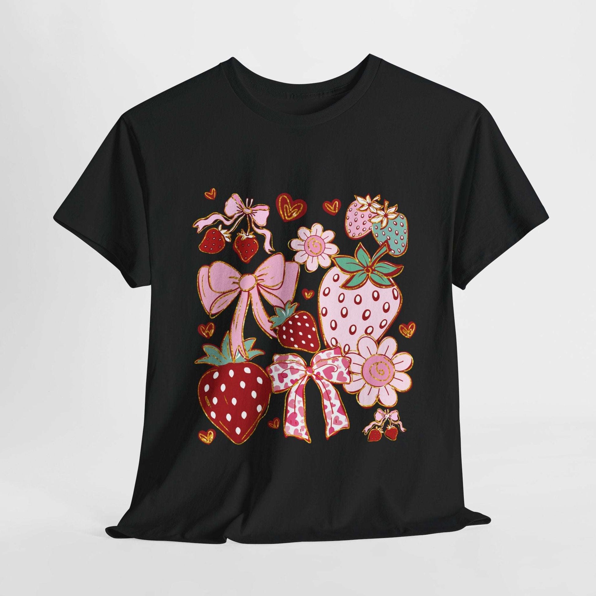 T-Shirt - BOHO Strawberries Coquette Ribbon Country Crafter Design