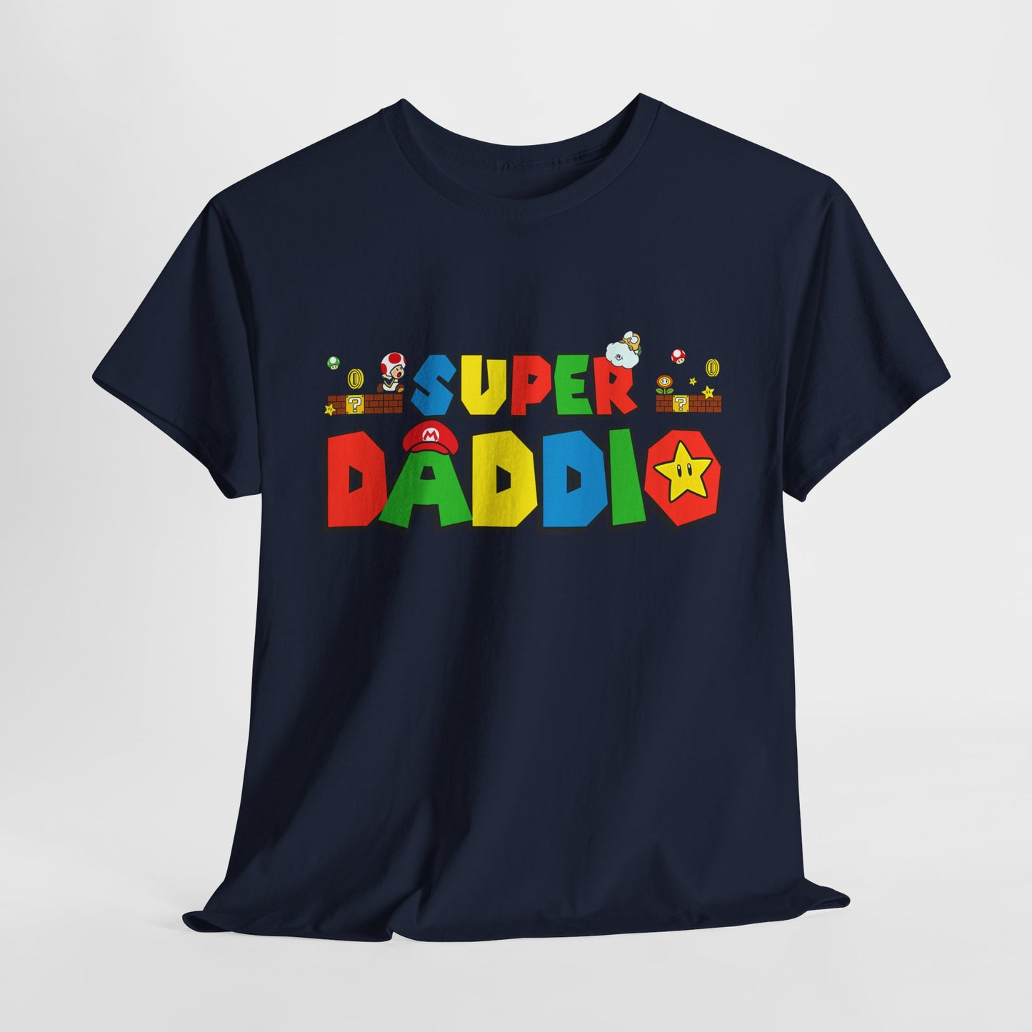 Retro Gaming Tee - 'Super Daddio' Unisex Heavy Cotton Shirt for Gamers