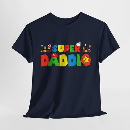 Retro Gaming Tee - 'Super Daddio' Unisex Heavy Cotton Shirt for Gamers