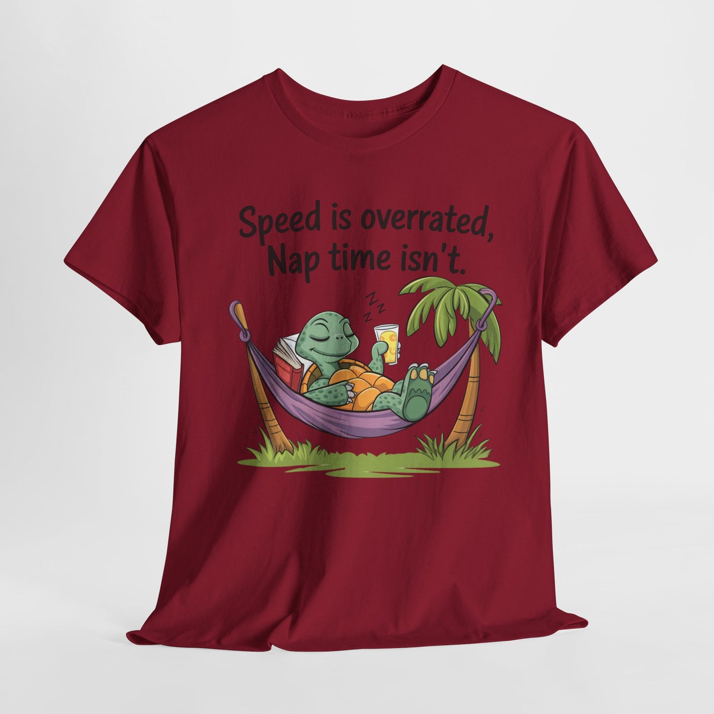 Funny Unisex Heavy Cotton Tee - 'Speed is overrated, Nap time isn't'