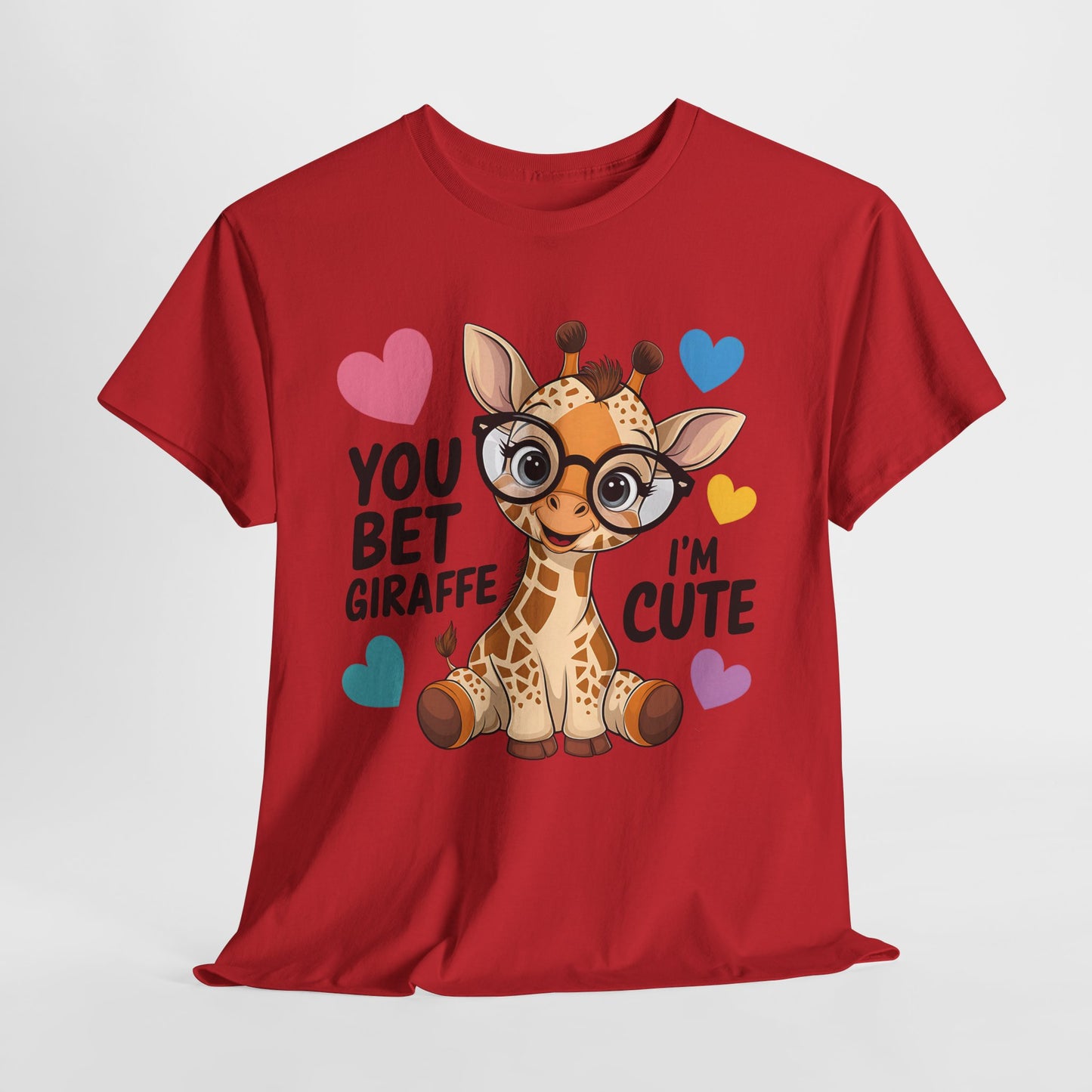 Cute Giraffe Graphic Tee – Unisex Heavy Cotton T-Shirt for Animal Lovers