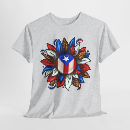 Cuban Culture Unisex Heavy Cotton Tee - Floral Design with Star