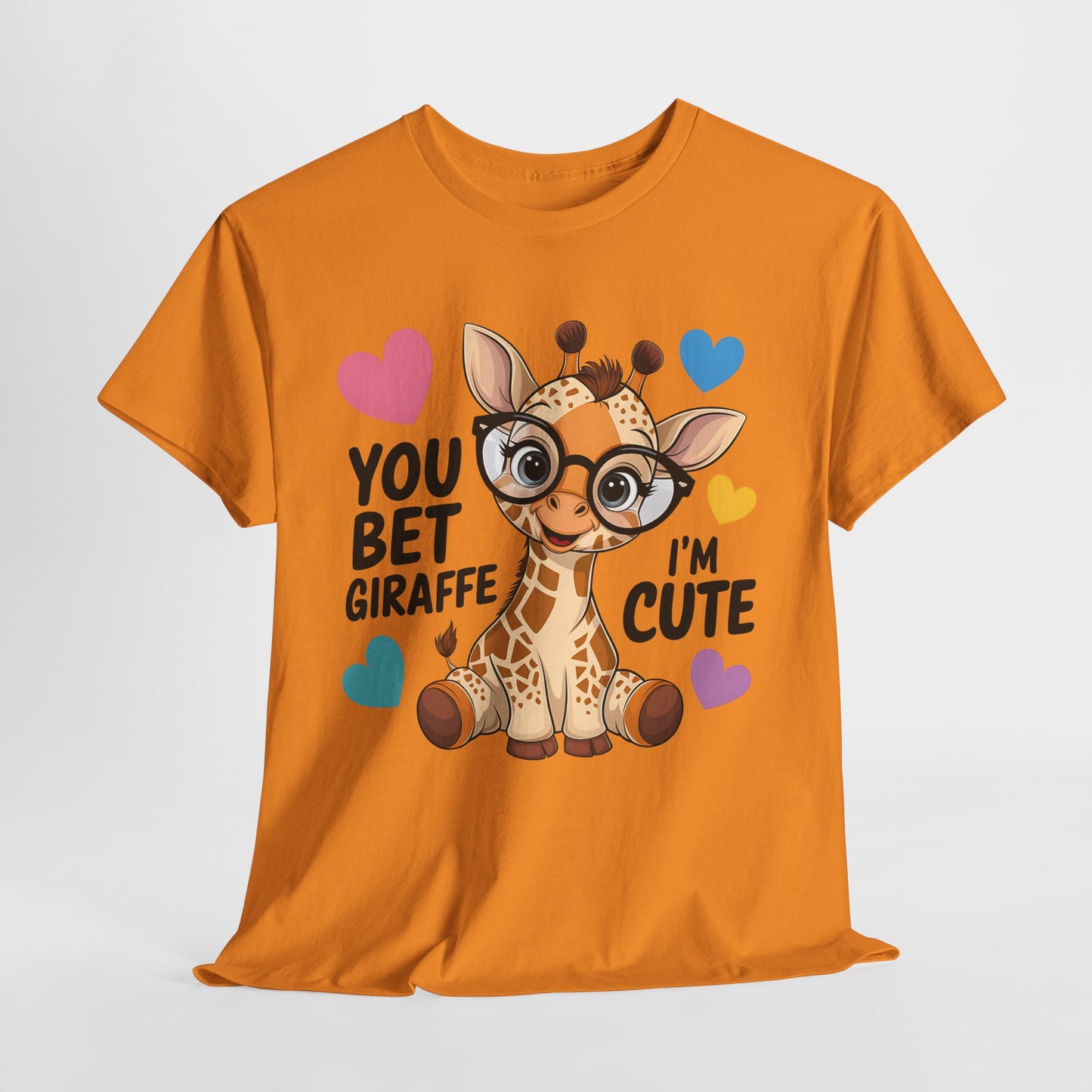 Cute Giraffe Graphic Tee – Unisex Heavy Cotton T-Shirt for Animal Lovers