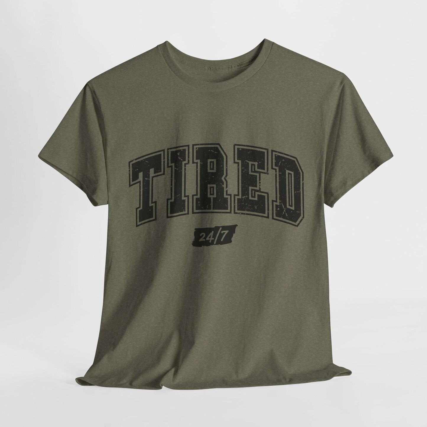 Tired 24/7 Unisex Heavy Cotton Tee - Comfy Casual Wear for Everyday Life