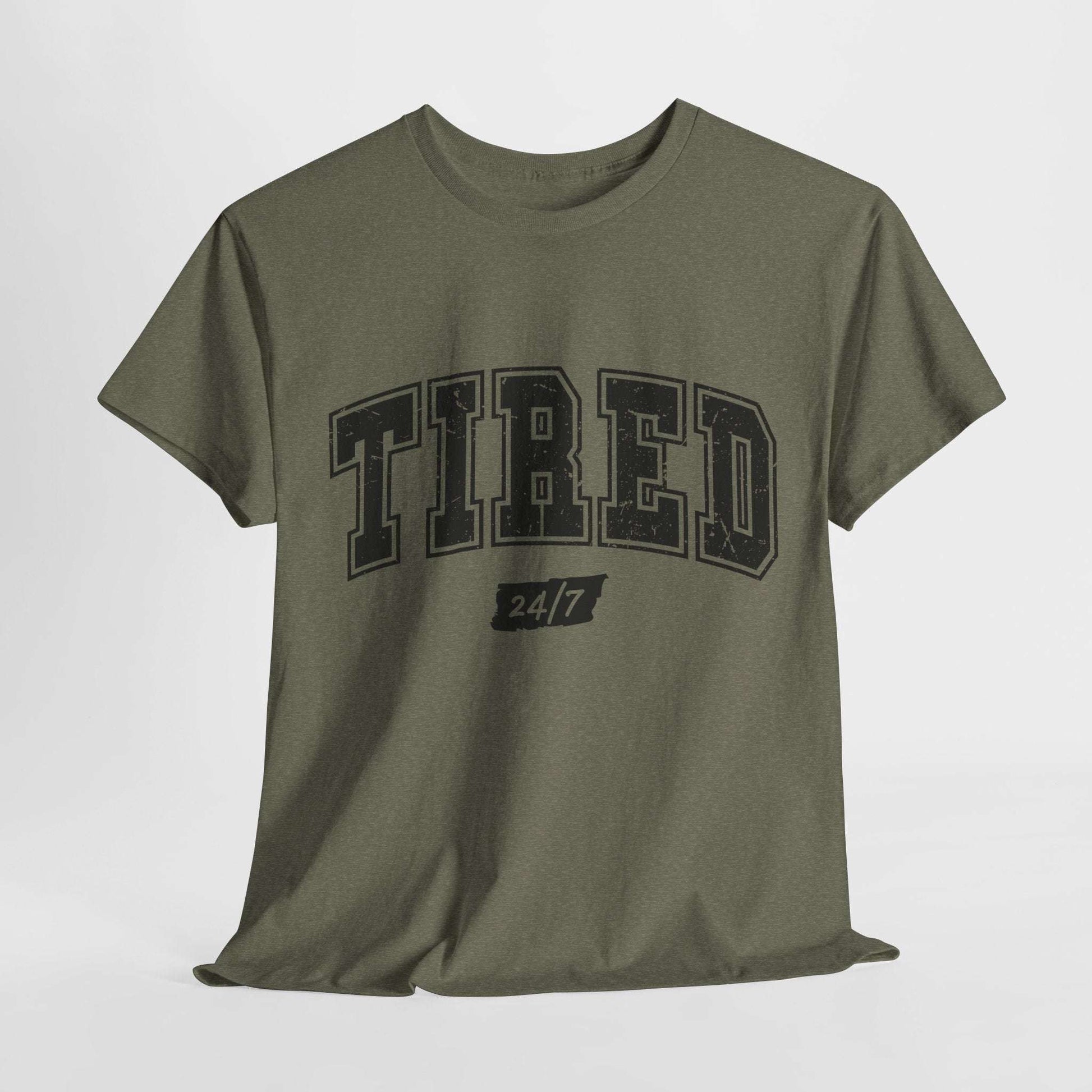 Tired 24/7 Unisex Heavy Cotton Tee - Comfy Casual Wear for Everyday Life