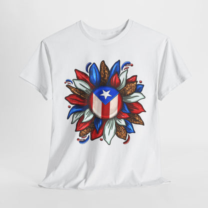 Cuban Culture Unisex Heavy Cotton Tee - Floral Design with Star