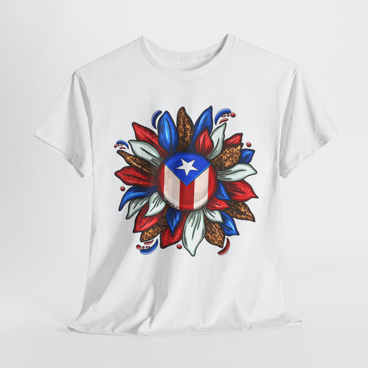 Cuban Culture Unisex Heavy Cotton Tee - Floral Design with Star