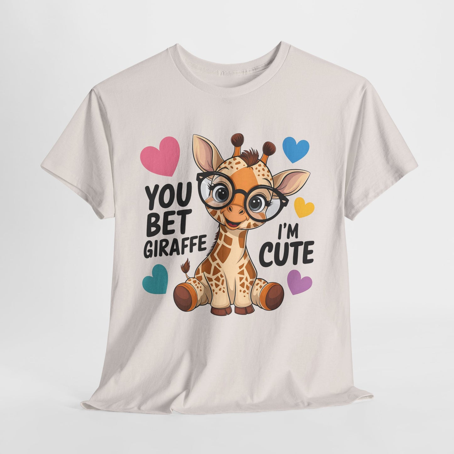 Cute Giraffe Graphic Tee – Unisex Heavy Cotton T-Shirt for Animal Lovers