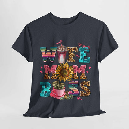 Women's Graphic Tee - Wife Mom Boss Multitasker Super-Mom Design