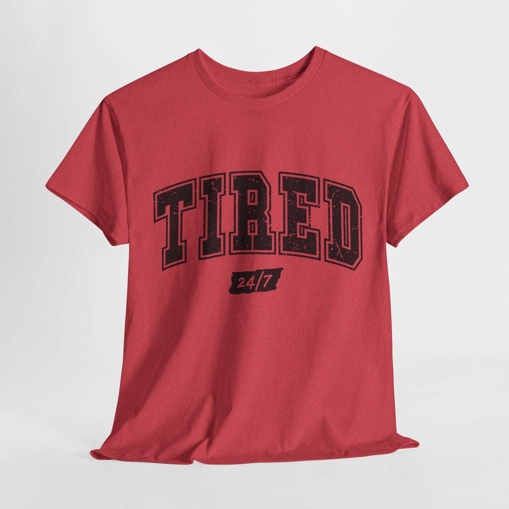 Tired 24/7 Unisex Heavy Cotton Tee - Comfy Casual Wear for Everyday Life