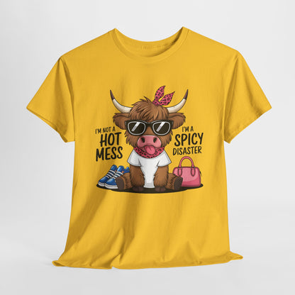 Spicy Disaster Unisex Heavy Cotton Tee - Funny Cow Design