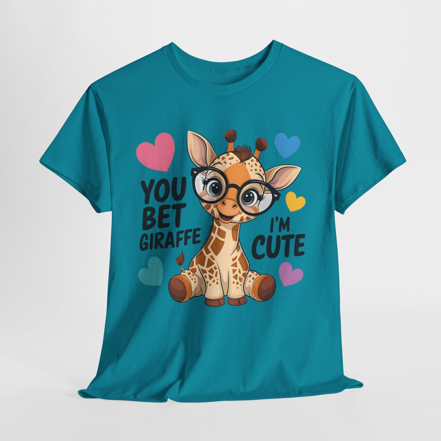 Cute Giraffe Graphic Tee – Unisex Heavy Cotton T-Shirt for Animal Lovers