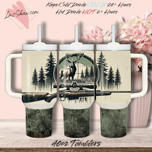 Deer Hunting Design 40oz Stainless Steel Custom Sublimation Print Double Wall Vacuum Insulated Tumbler