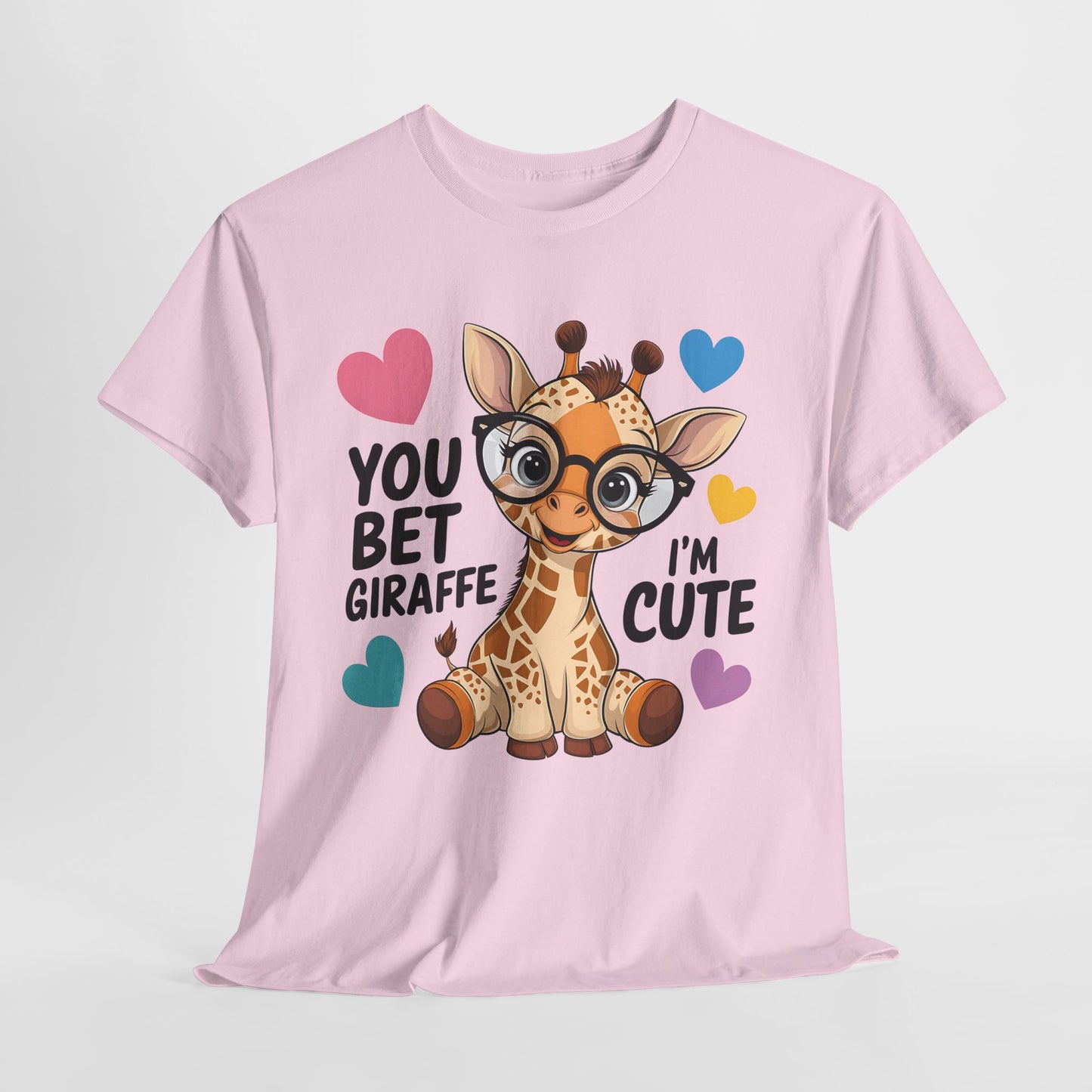 Cute Giraffe Graphic Tee – Unisex Heavy Cotton T-Shirt for Animal Lovers