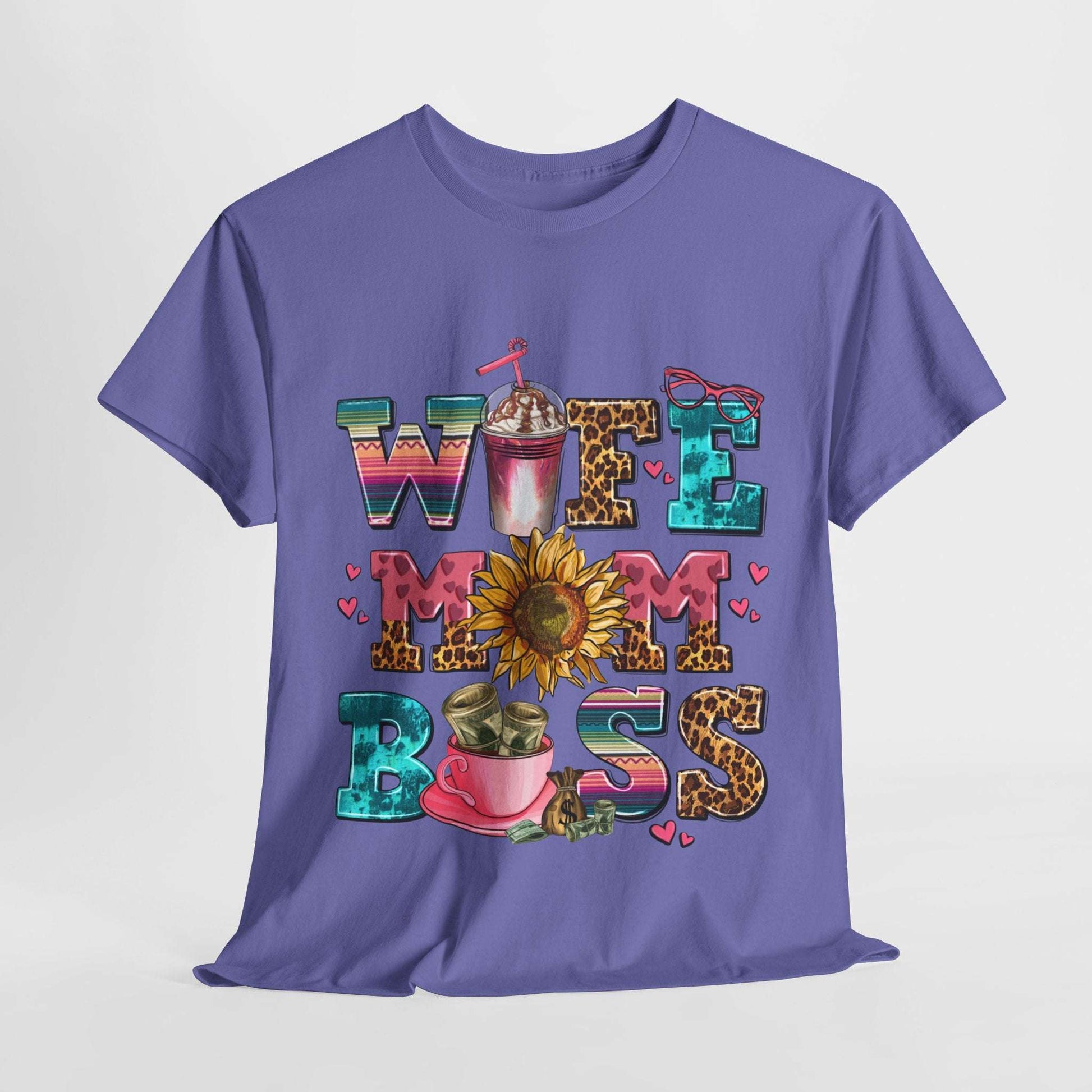 Women's Graphic Tee - Wife Mom Boss Multitasker Super-Mom Design