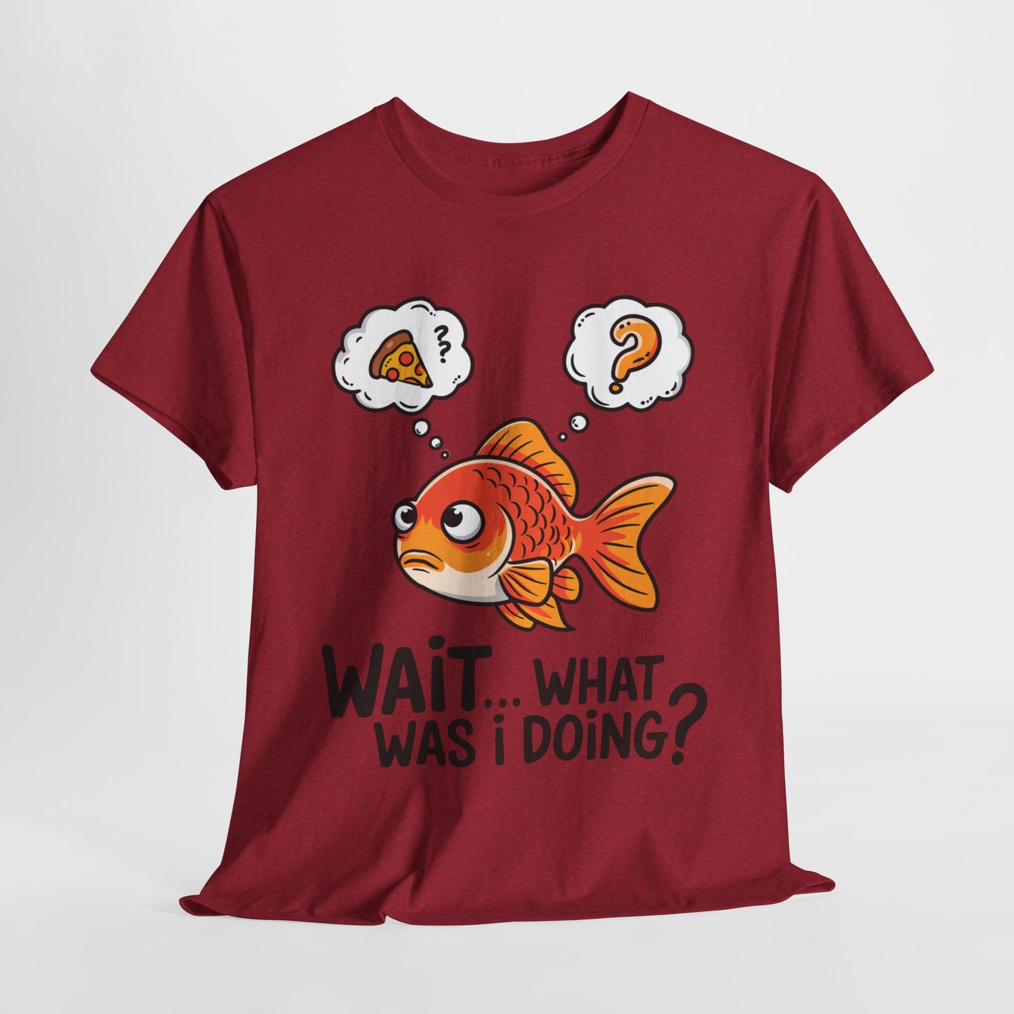 Funny Fish Graphic Tee - "Wait... What Was I Doing?" Unisex Heavy Cotton T-Shirt