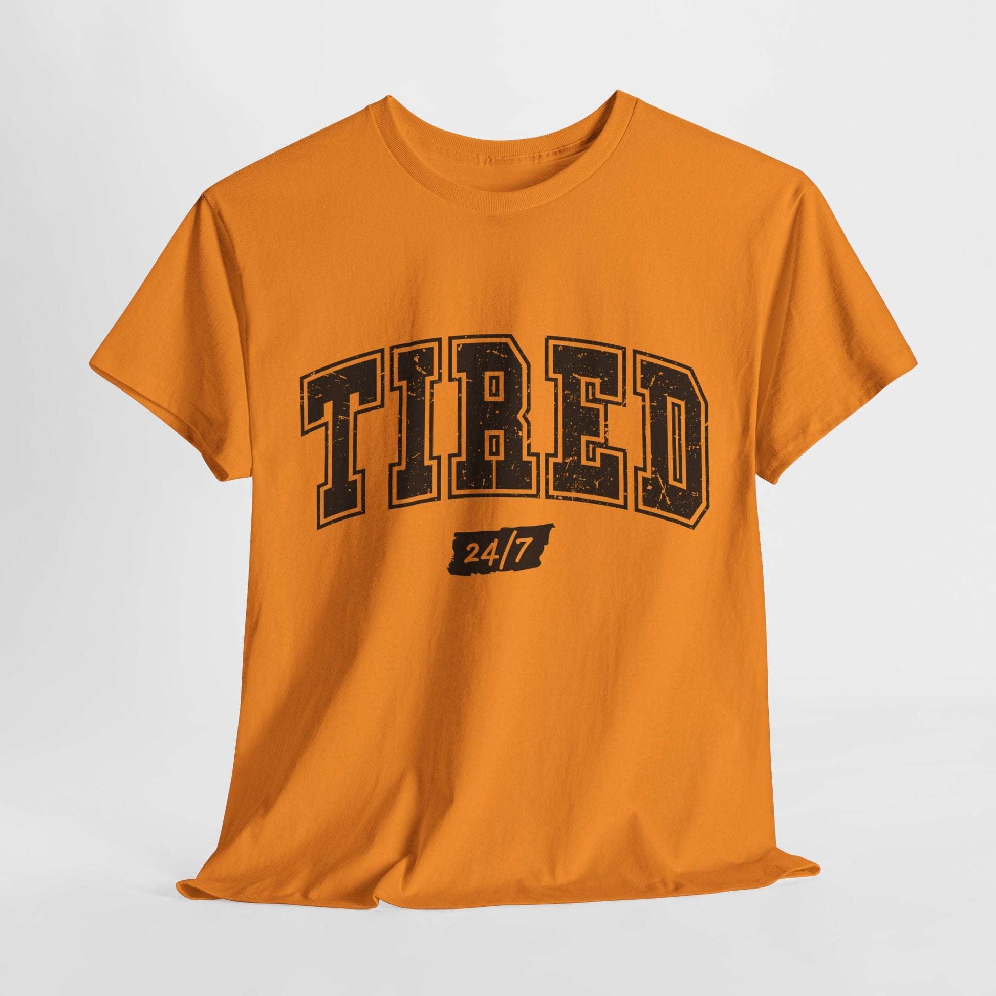 Tired 24/7 Unisex Heavy Cotton Tee - Comfy Casual Wear for Everyday Life