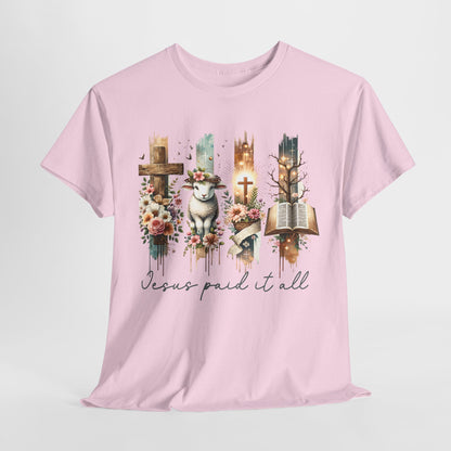 Inspirational Jesus Paid It All Unisex Heavy Cotton Tee