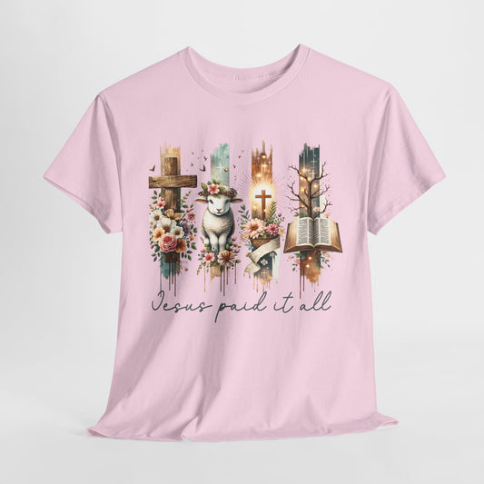 Inspirational Jesus Paid It All Unisex Heavy Cotton Tee