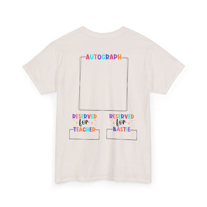 Last Day of School Autograph Tee - Fun Unisex Heavy Cotton Shirt for Signatures 2024-2025