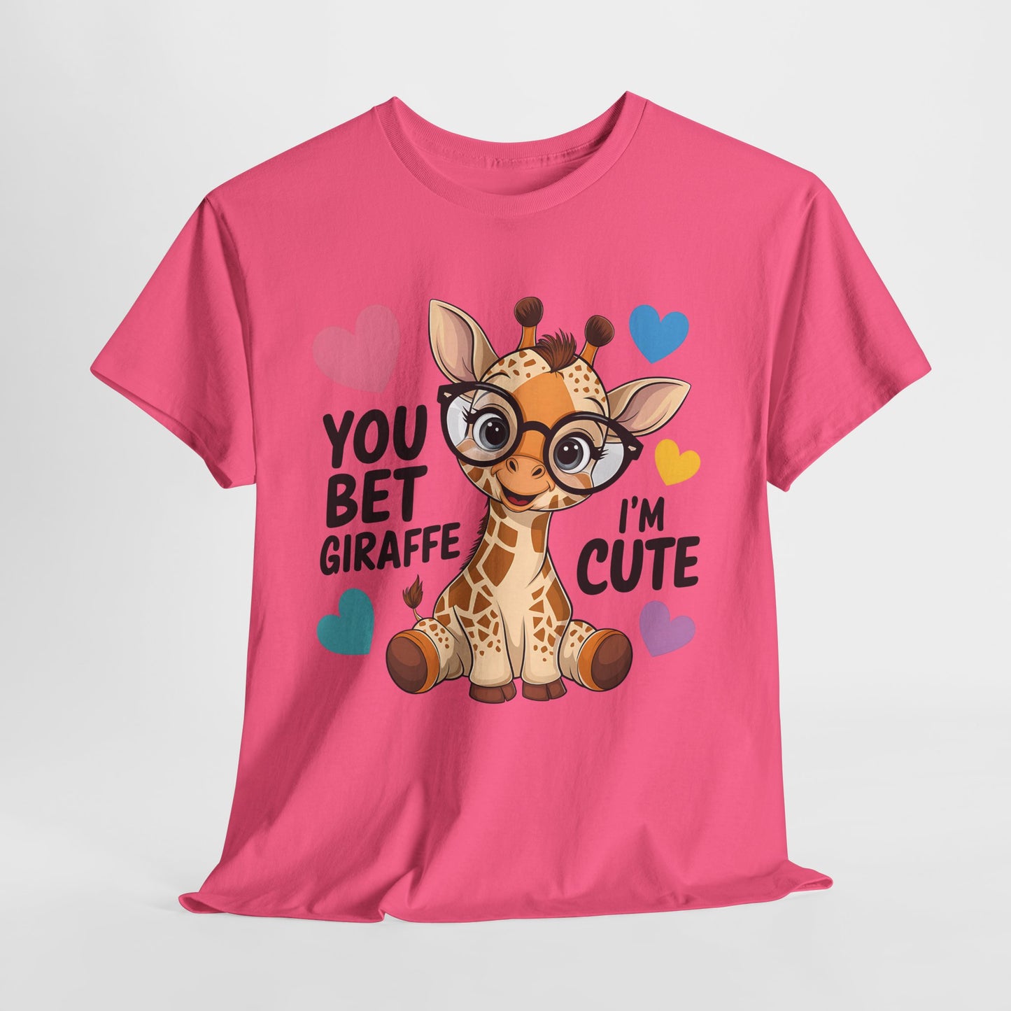 Cute Giraffe Graphic Tee – Unisex Heavy Cotton T-Shirt for Animal Lovers