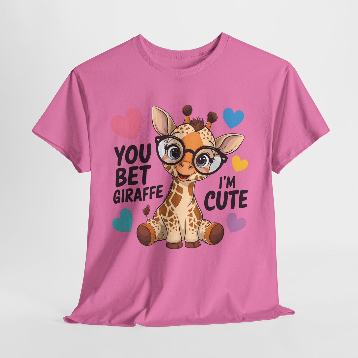 Cute Giraffe Graphic Tee – Unisex Heavy Cotton T-Shirt for Animal Lovers