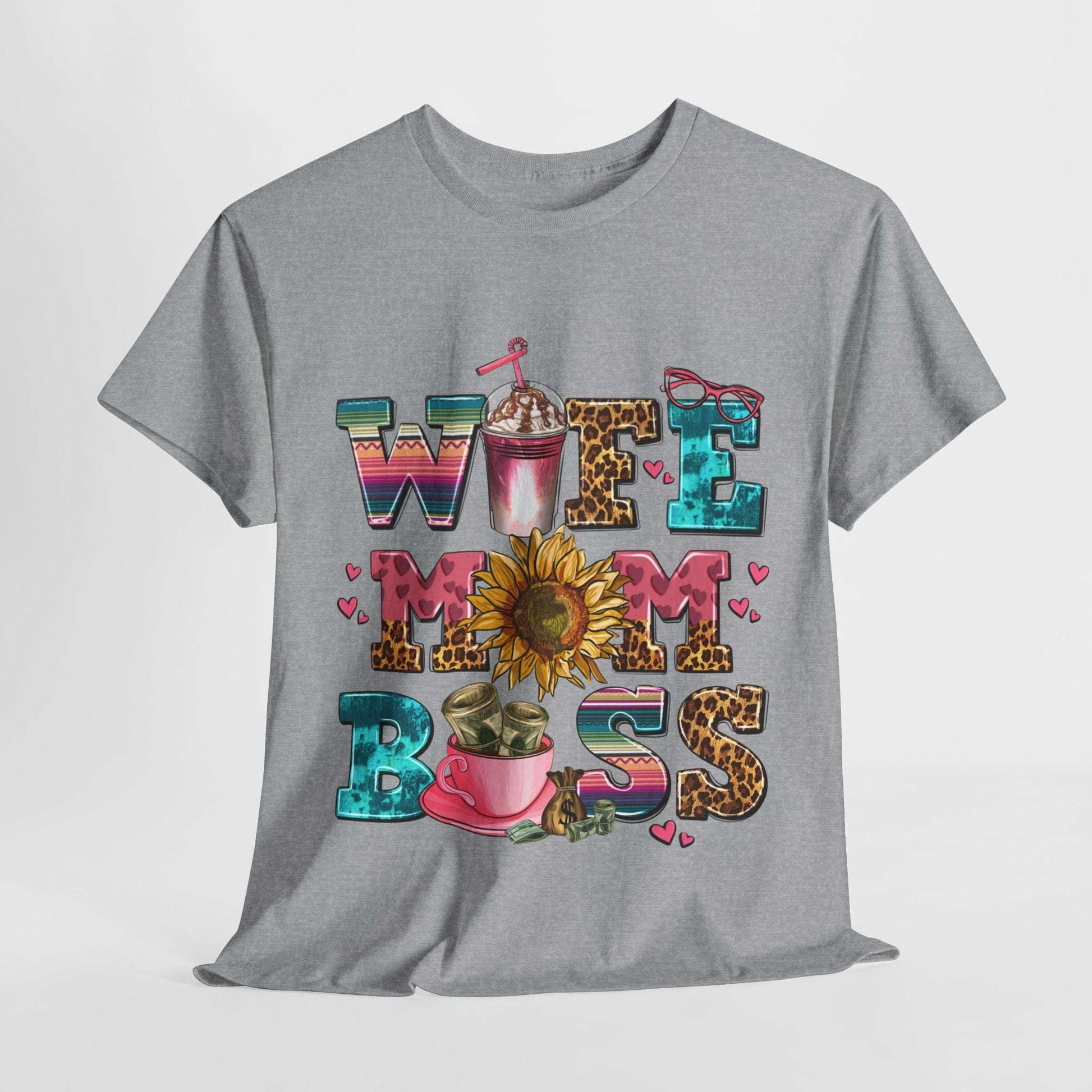Women's Graphic Tee - Wife Mom Boss Multitasker Super-Mom Design