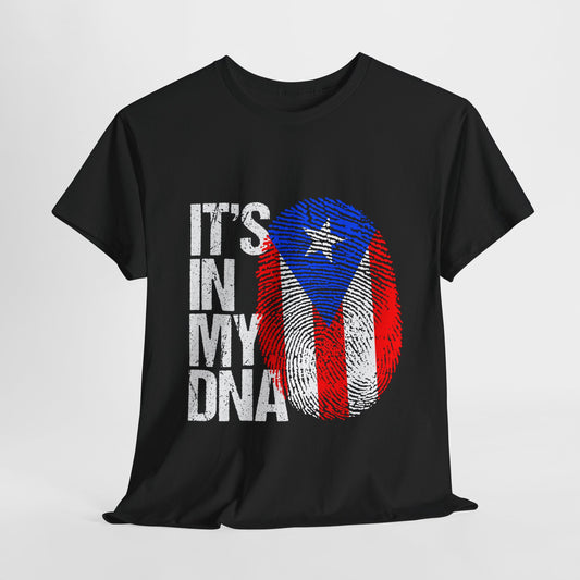 Puerto Rico Pride T-shirt - 'It's In My DNA' Fingerprint Flag Tee