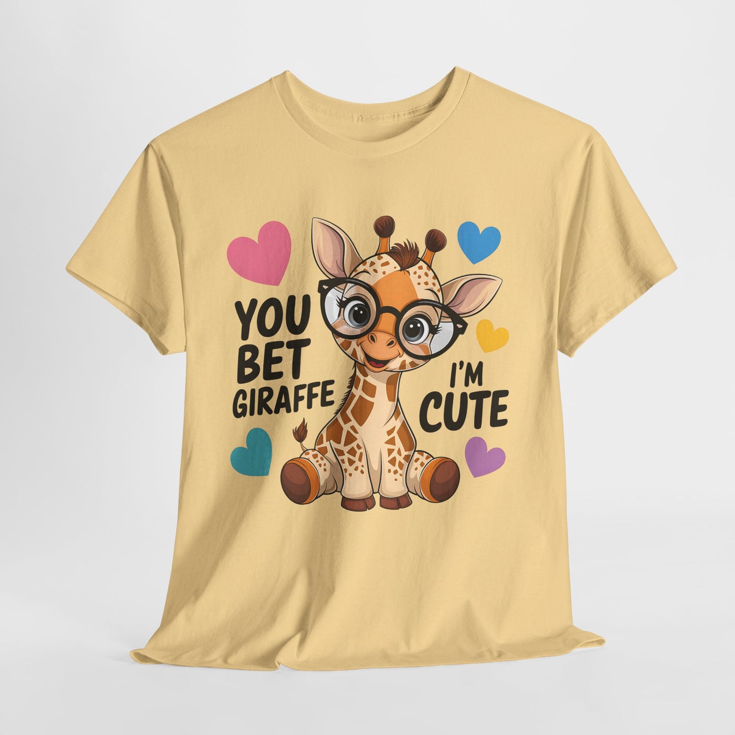 Cute Giraffe Graphic Tee – Unisex Heavy Cotton T-Shirt for Animal Lovers