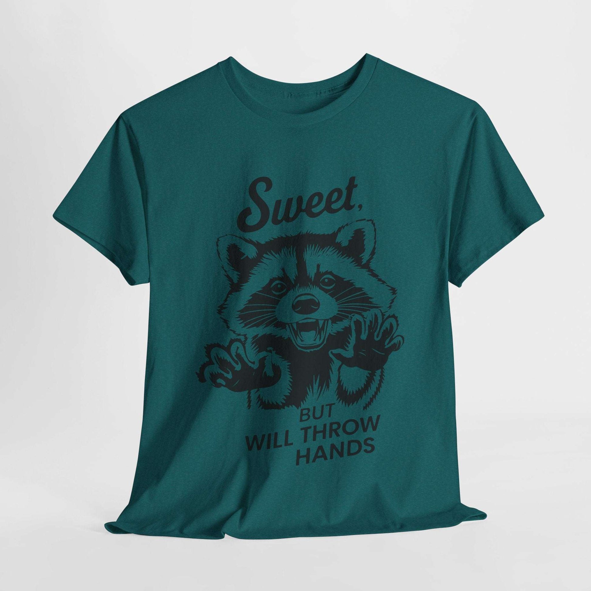Funny Quote Sarcasm Tee Sweet Raccoon Will Throw Hands