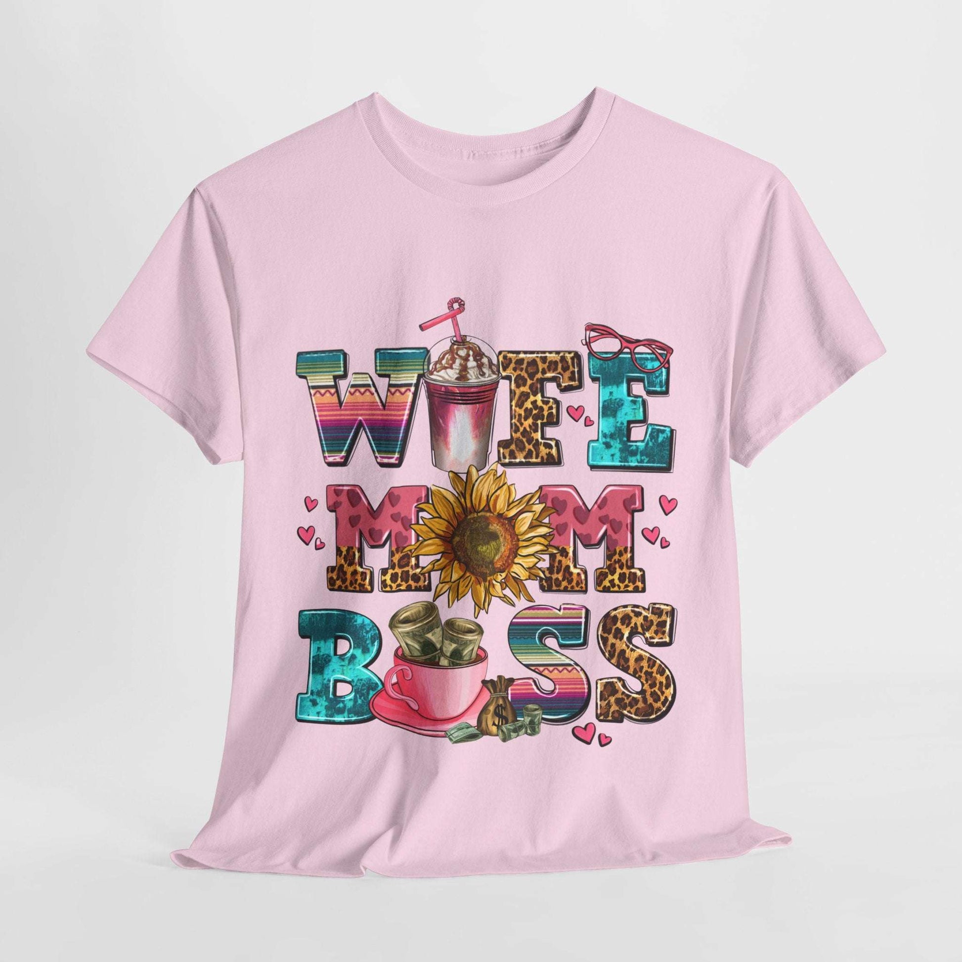 Women's Graphic Tee - Wife Mom Boss Multitasker Super-Mom Design